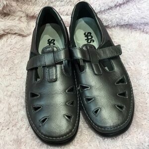 SAS Black Leather T-Strap Comfort Shoes